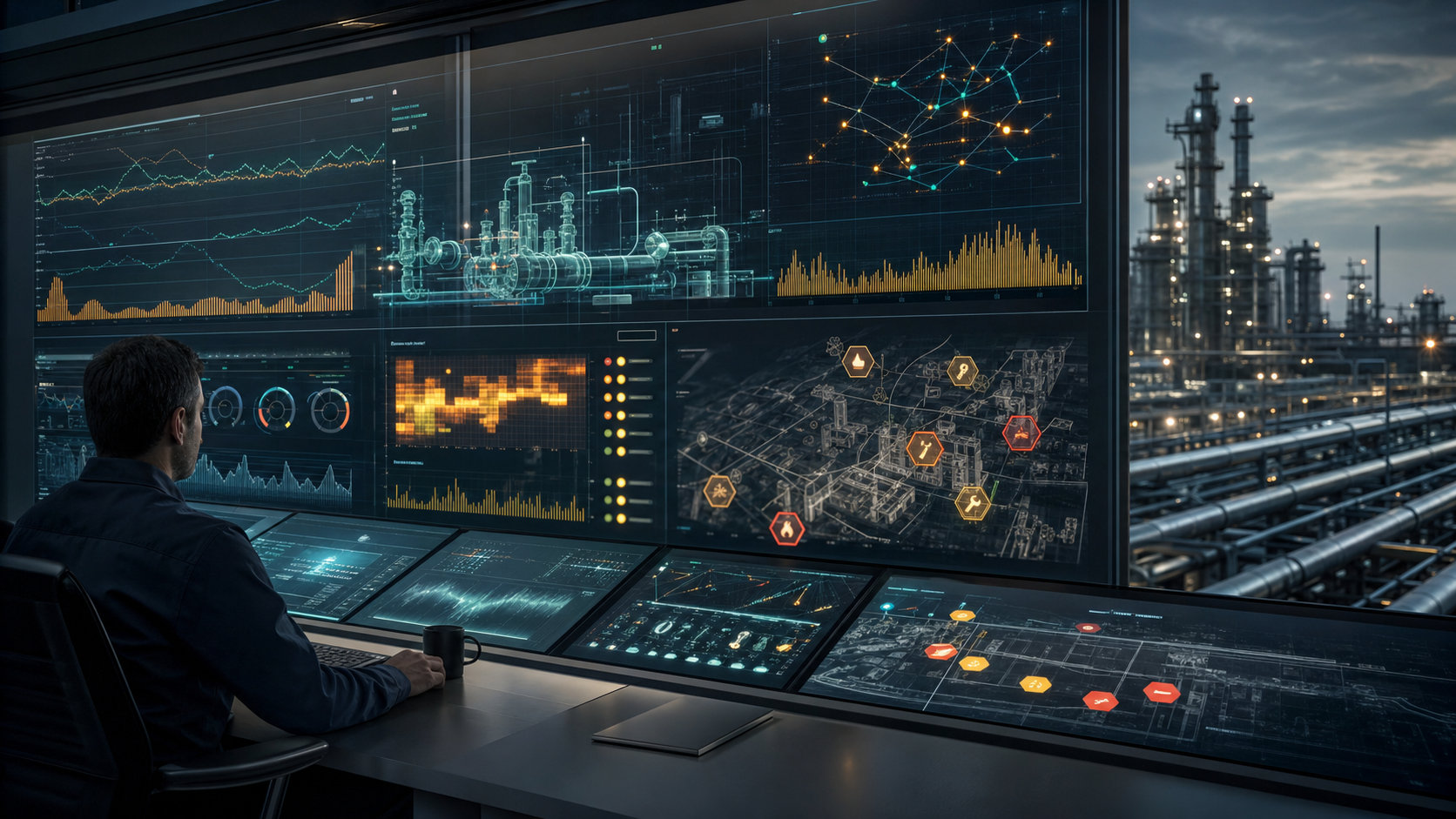 Industrial risk monitoring dashboards over plant operations